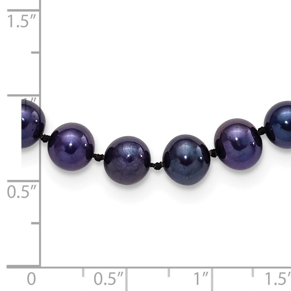 Sterling Silver Rhodium-plated 6-7mm Black Near-Round Freshwater Cultured Pearl 18 inch Necklace