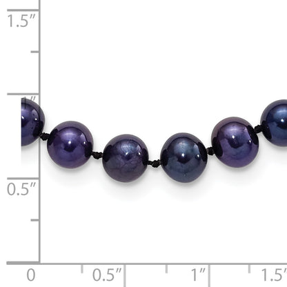 Sterling Silver Rhodium-plated 6-7mm Black Near-Round Freshwater Cultured Pearl 20 inch Necklace