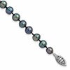 Sterling Silver Rhodium-plated 6-7mm Black Near-Round Freshwater Cultured Pearl 7.25 inch Bracelet
