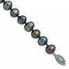 Sterling Silver Rhodium-plated 7-8mm Black Near-Round Freshwater Cultured Pearl 7.25 inch Bracelet