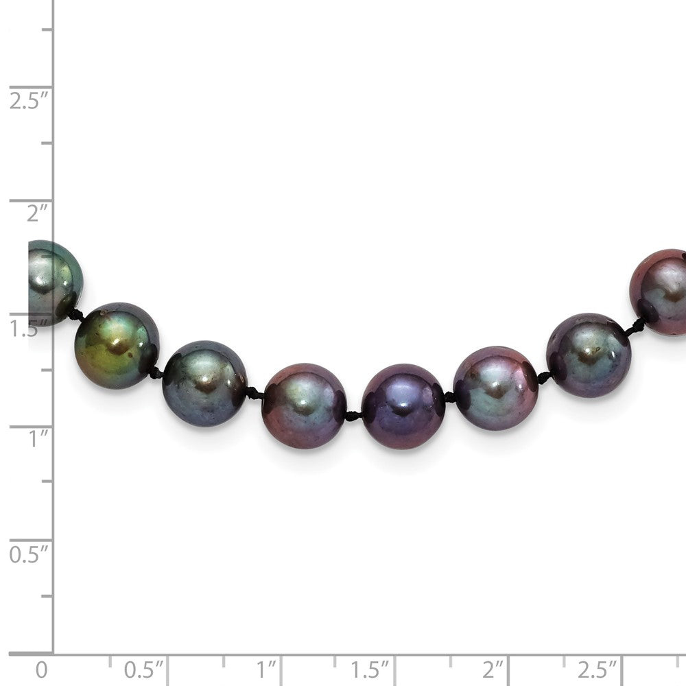 Sterling Silver Rhodium-plated 9-10mm Black Near-Round Freshwater Cultured Pearl 7.25 inch  Bracelet