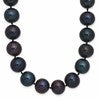 Sterling Silver Rhodium-plated 10-11mm Black Near-Round Freshwater Cultured Pearl 16 inch Necklace