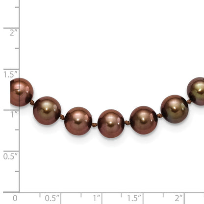 Sterling Silver Rhodium-plated 8-9mm Brown Near-Round Freshwater Cultured Pearl 18 inch Necklace