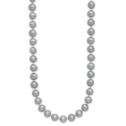 Sterling Silver Rhodium-plated 7-8mm Grey Near-Round Freshwater Cultured Pearl 20 inch Necklace