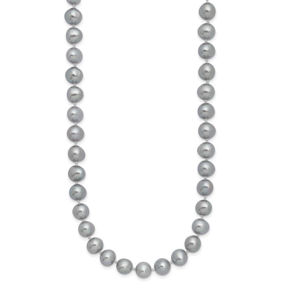 Sterling Silver Rhodium-plated 7-8mm Grey Near-Round Freshwater Cultured Pearl 18 inch Necklace