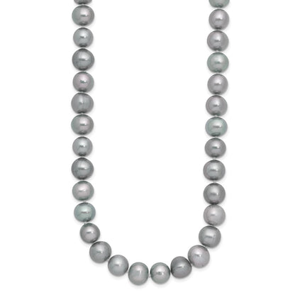 Sterling Silver Rhodium-plated 8-9mm Grey Near-Round Freshwater Cultured Pearl 20 inch Necklace