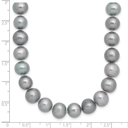 Sterling Silver Rhodium-plated 8-9mm Grey Near-Round Freshwater Cultured Pearl 20 inch Necklace
