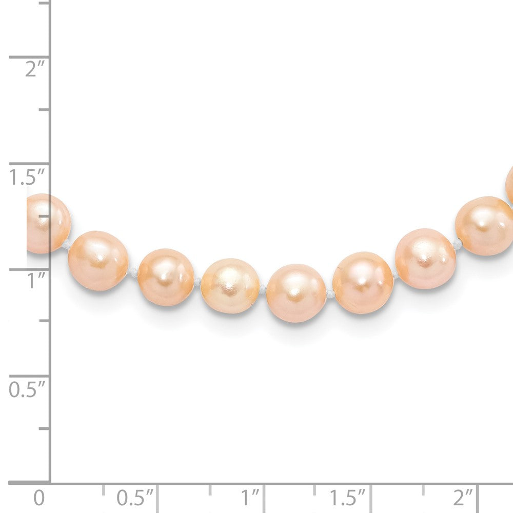 Sterling Silver Rhodium-plated 6-7mm Pink Near-Round Freshwater Cultured Pearl 16 inch Necklace
