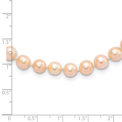Sterling Silver Rhodium-plated 6-7mm Pink Near-Round Freshwater Cultured Pearl 7.25 inch Bracelet