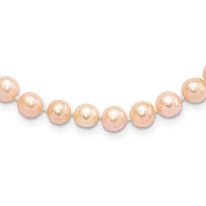 Sterling Silver Rhodium-plated 6-7mm Pink Near-Round Freshwater Cultured Pearl 18 inch Necklace