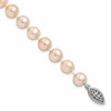 Sterling Silver Rhodium-plated 7-8mm Pink Near-Round Freshwater Cultured Pearl 7.25 inch Bracelet