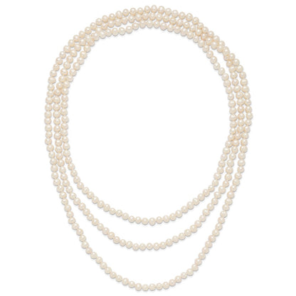 6-7mm White Semi-round Freshwater Cultured Pearl Endless 80 inch Necklace