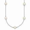 Sterling Silver Rhodium-plated 7-8mm White Near-Round Freshwater Cultured Pearl 9-Station 16 inch Necklace