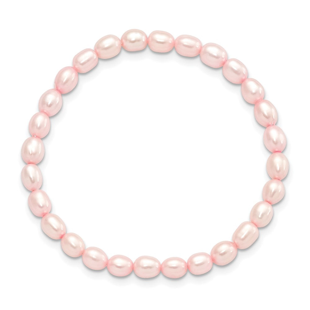 4-5mm Pink Rice Freshwater Cultured Pearl Small Stretch Bracelet