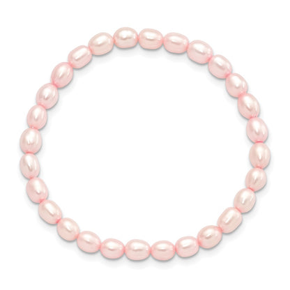 4-5mm Pink Rice Freshwater Cultured Pearl Small Stretch Bracelet