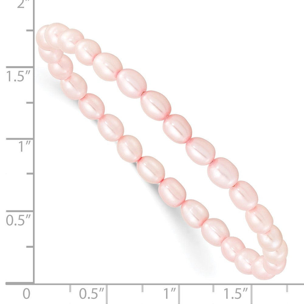 4-5mm Pink Rice Freshwater Cultured Pearl Small Stretch Bracelet