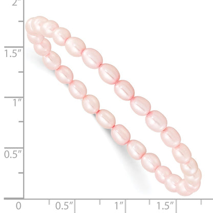 4-5mm Pink Rice Freshwater Cultured Pearl Small Stretch Bracelet