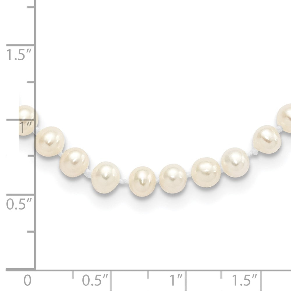 Sterling Silver Rhodium-plated 4-5mm White Near-Round Freshwater Cultured Pearl 7.25 inch Bracelet