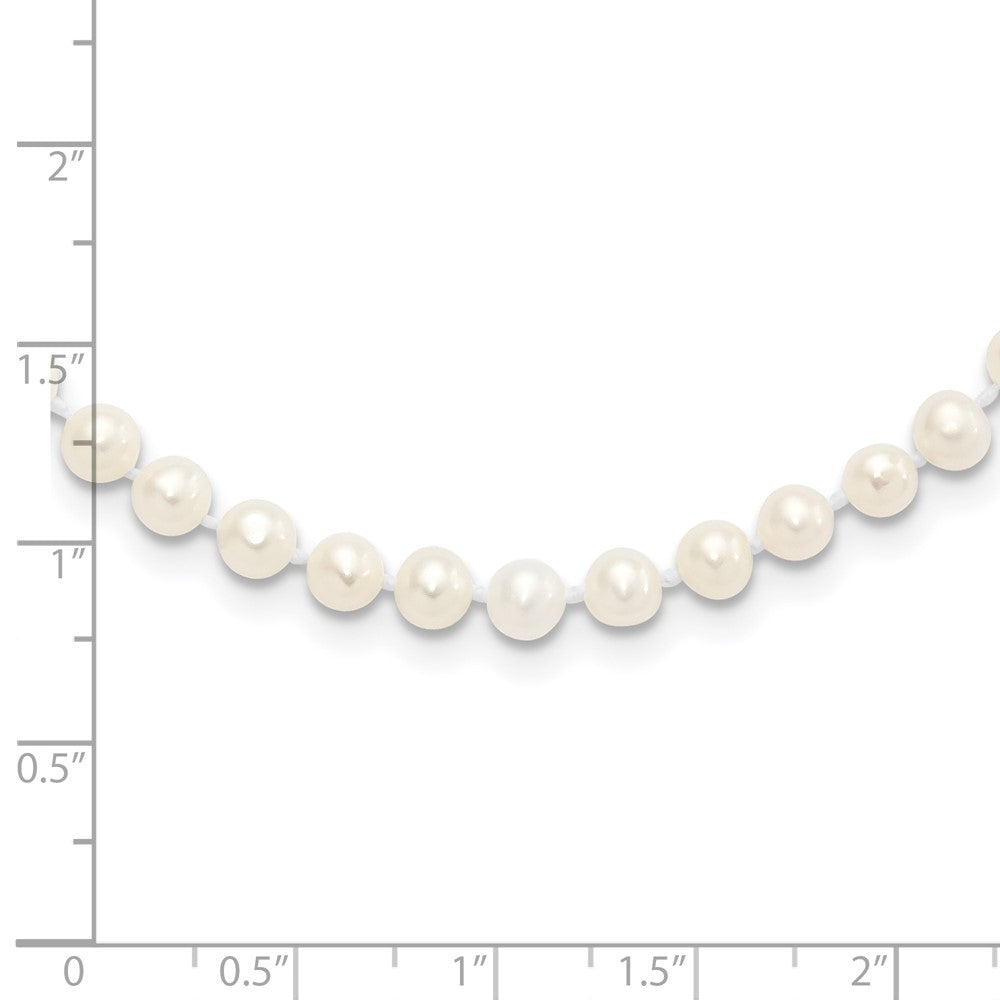 Sterling Silver Rhodium-plated 4-5mm White Near-Round Freshwater Cultured Pearl 24 inch Necklace