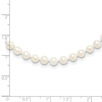 Sterling Silver Rhodium-plated 4-5mm White Near-Round Freshwater Cultured Pearl 24 inch Necklace
