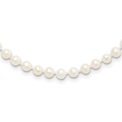 Sterling Silver Rhodium-plated 4-5mm White Near-Round Freshwater Cultured Pearl 24 inch Necklace