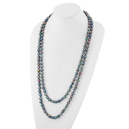 9-10mm Black Baroque Freshwater Cultured Pearl Endless 64 inch Necklace