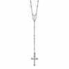 Sterling Silver Rhodium-plated Polished Beaded Rosary 24 inch Necklace