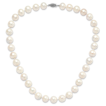 Sterling Silver Rhodium-plated 12-13mm White Near-Round Freshwater Cultured Pearl 20 inch Necklace