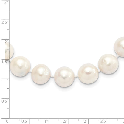Sterling Silver Rhodium-plated 12-13mm White Near-Round Freshwater Cultured Pearl 18 inch Necklace