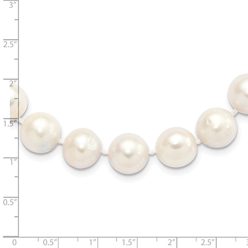 Sterling Silver Rhodium-plated 12-13mm White Near-Round Freshwater Cultured Pearl 20 inch Necklace