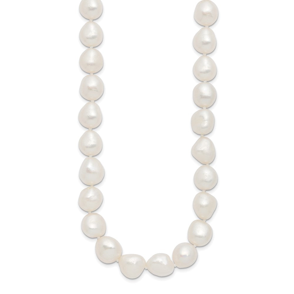 Sterling Silver Rhodium-plated 11-12mm White Baroque Freshwater Cultured Pearl 20 inch Necklace