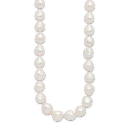 Sterling Silver Rhodium-plated 11-12mm White Baroque Freshwater Cultured Pearl 18 inch Necklace