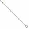 Sterling Silver Rhodium-plated 4-5mm White Semi-Round Freshwater Cultured Pearl 5-Station 7 inch Bracelet