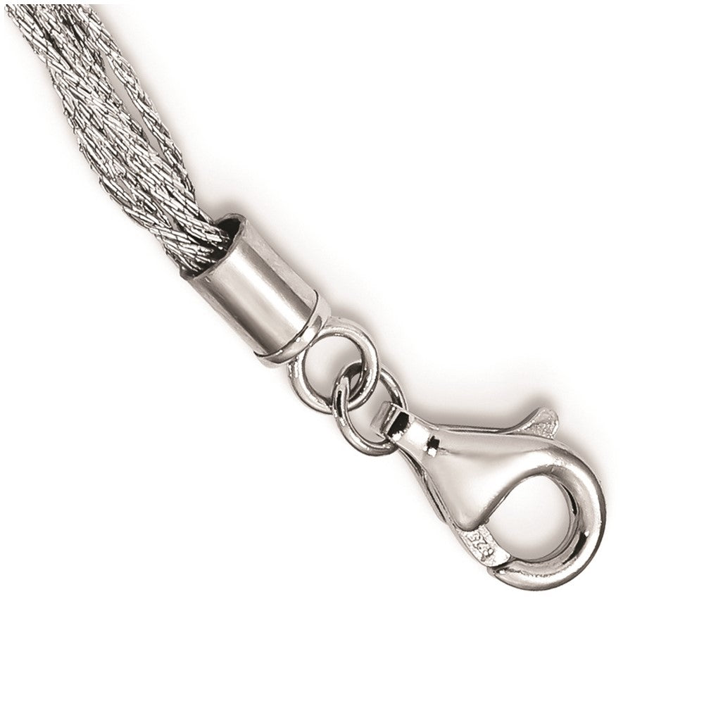 Sterling Silver Rhodium-plated 8-10mm White Semi-Round Freshwater Cultured Pearl Multi Strand 18 inch Necklace
