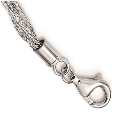 Sterling Silver Rhodium-plated 8-10mm White Semi-Round Freshwater Cultured Pearl Multi Strand 18 inch Necklace