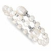Sterling Silver Rhodium-plated 6-9mm White Teardrop and Near-Round Freshwater Cultured Pearl with Diamond-cut Beaded Wrap Flexible Bangle