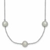 Sterling Silver Rhodium-plated 7-8mm Grey Semi-Round Freshwater Cultured Pearl 9-Station 18 inch Necklace