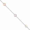 Sterling Silver Rhodium-plated 7-8mm White, Pink and Purple Semi-Round Freshwater Cultured Pearl 3-Station 7.5 inch Bracelet