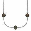 Sterling Silver Rhodium-plated 7-8mm Black Semi-Round Freshwater Cultured Pearl 9-Station 18 inch Necklace