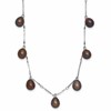 Sterling Silver Rhodium-plated 7-8mm Black Teardrop Freshwater Cultured Pearl Dangle 7-Station 17.5 inch Necklace