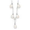 Sterling Silver Rhodium-plated 7-8mm White Teardrop Freshwater Cultured Pearl 7-Station 17.5 inch Necklace