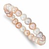8-9mm White, Pink and Purple Near-Round Freshwater Cultured Pearl Stretch Bracelet