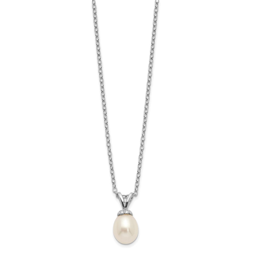 Sterling Silver Madi K Rhodium-plated 6-7mm White Rice Freshwater Cultured Pearl 14 inch Necklace