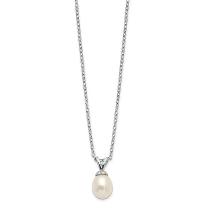 Sterling Silver Madi K Rhodium-plated 6-7mm White Rice Freshwater Cultured Pearl 14 inch Necklace