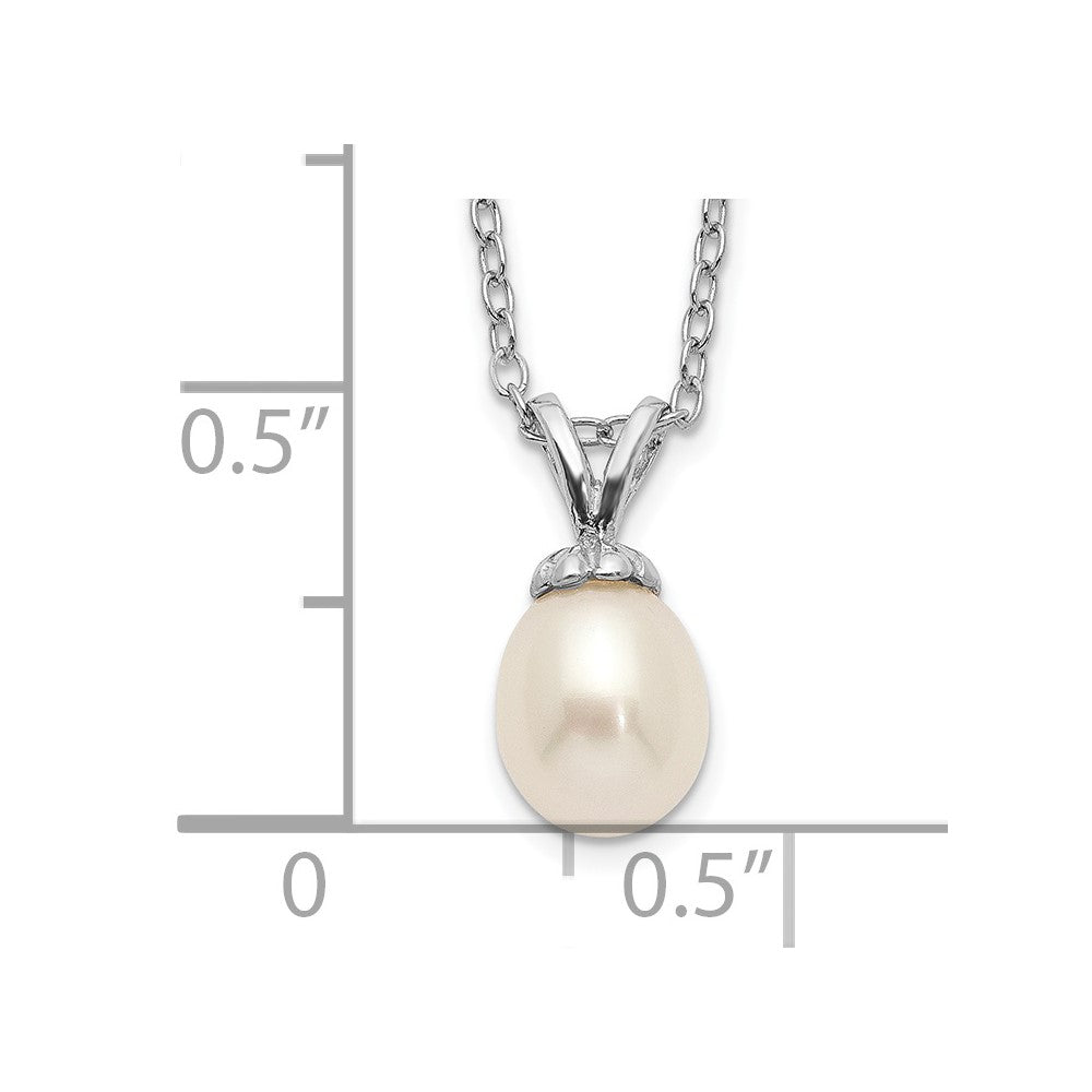 Sterling Silver Madi K Rhodium-plated 6-7mm White Rice Freshwater Cultured Pearl 14 inch Necklace