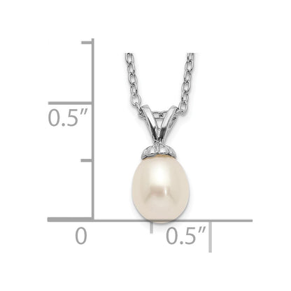 Sterling Silver Madi K Rhodium-plated 6-7mm White Rice Freshwater Cultured Pearl 14 inch Necklace
