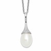 Sterling Silver Rhodium-plated 8-9mm White Teardrop Freshwater Cultured Pearl 17 inch Necklace