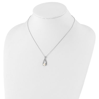 Sterling Silver Rhodium-plated 6-7mm White Button Freshwater Cultured Pearl 17 inch Necklace