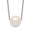 Sterling Silver Rhodium-plated 9-10mm White Near-Round Freshwater Cultured Pearl 18 inch Necklace
