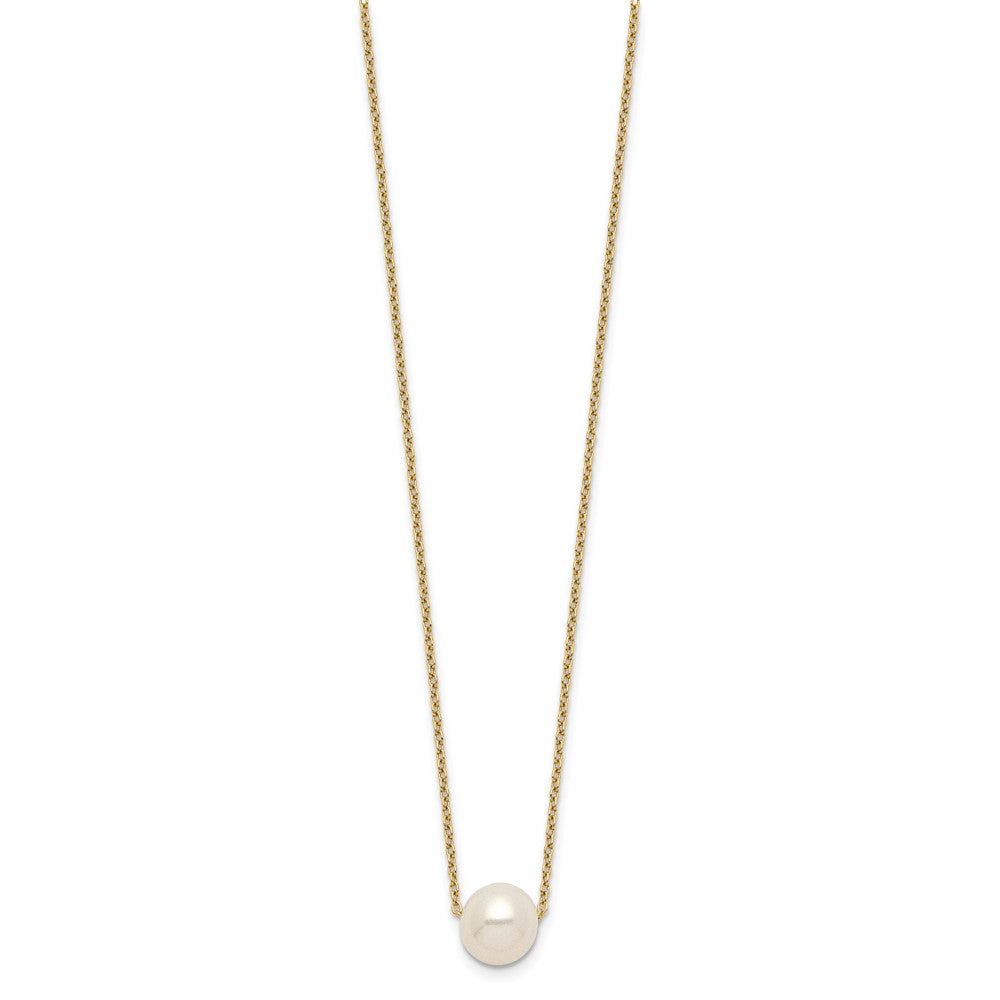 Sterling Silver Gold-plated 8-9mm White Near Round Freshwater Cultured Pearl 18 inch Necklace